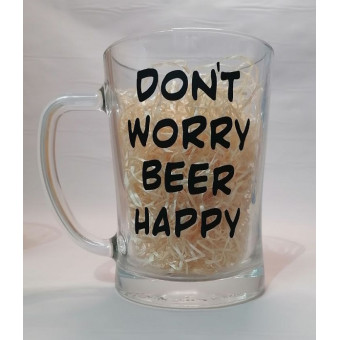 Бокал для пива стекло, 660мл, с надписью "DONT WORRY BEER HAPPY"